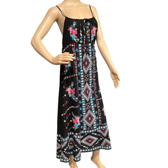 SAVANNA JANE Women's Bohemian Ethnic Embroidered Camisole Maxi Dress Sz M - Picture 3 of 8